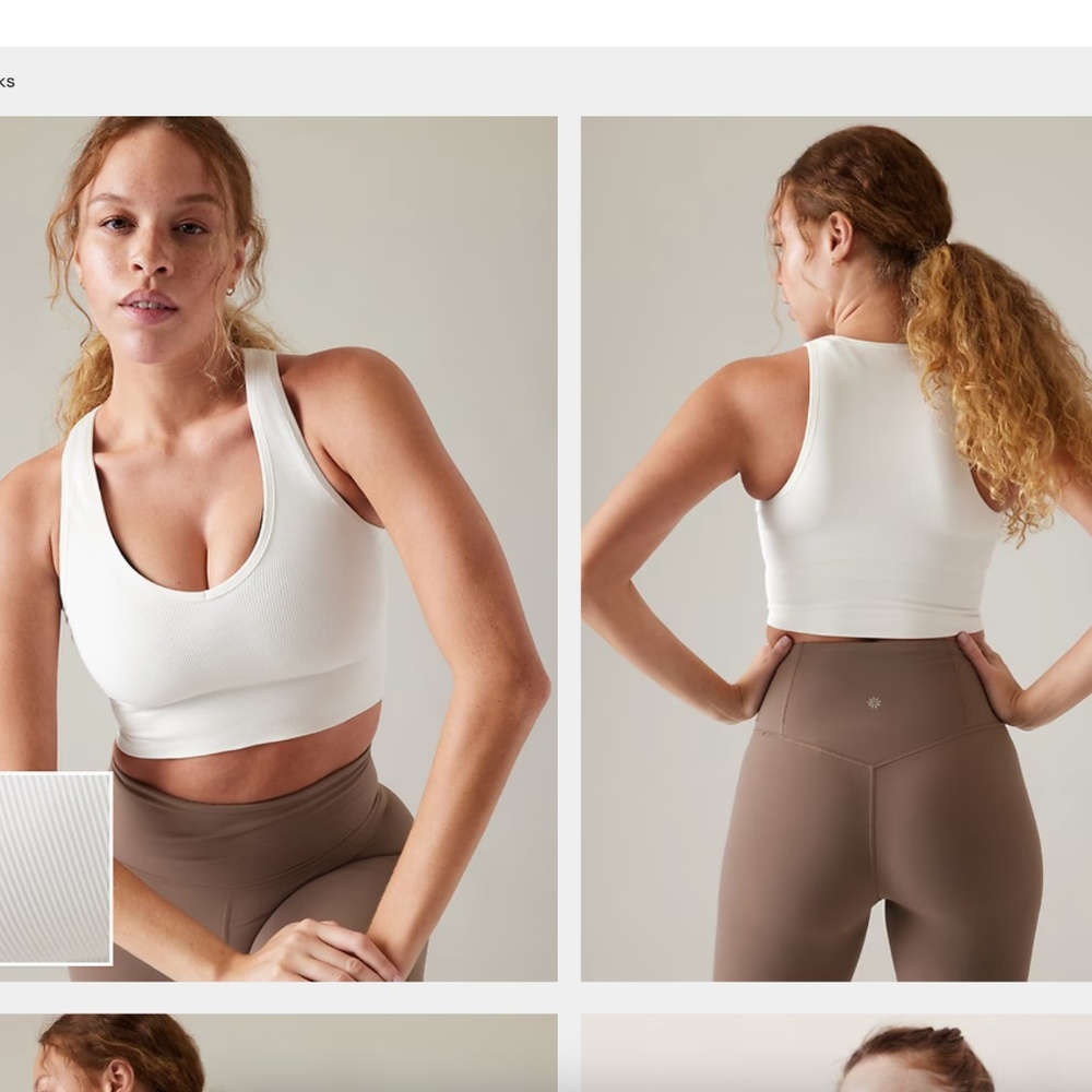 NWOT ATHLETA AURORA SEAMLESS CROP RIB TANK BRIGHT WHITE RIBBED YOGA PILATES TOP